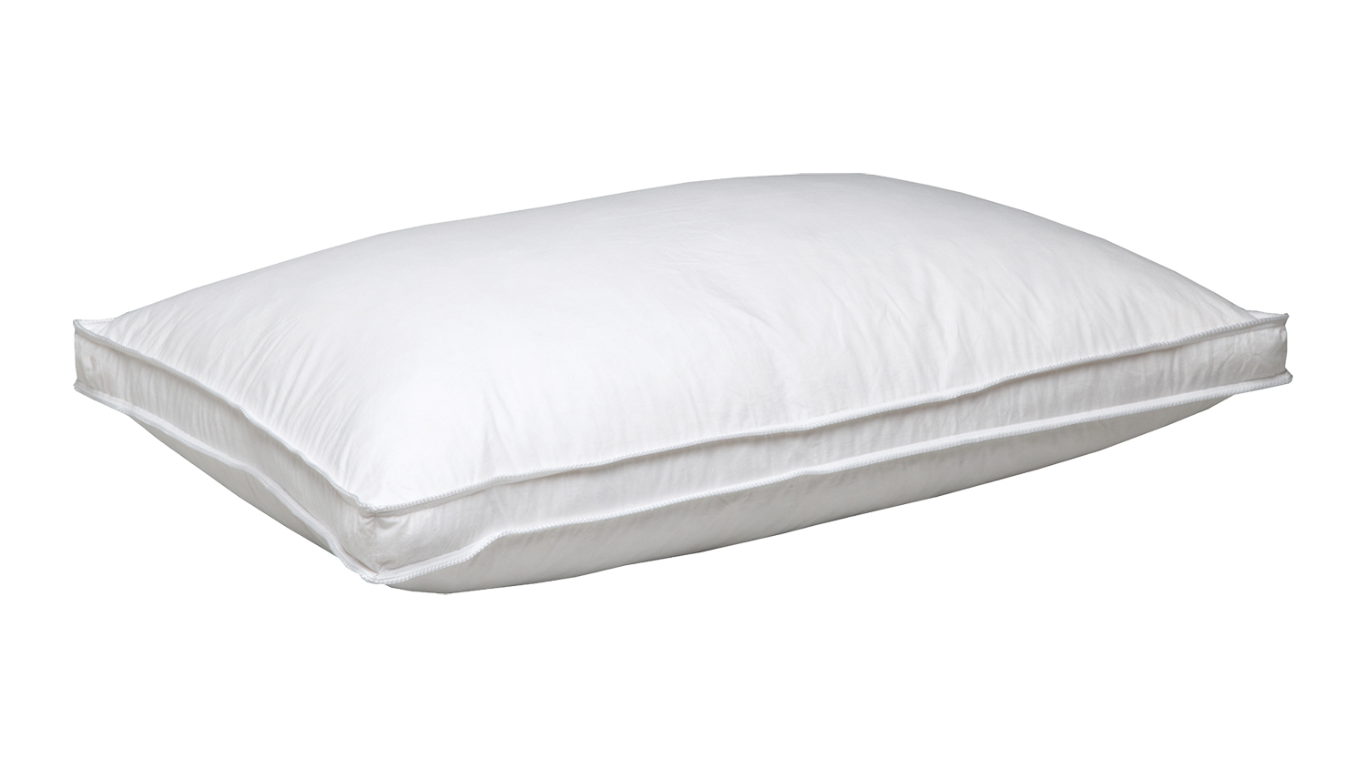 An angled view of the White Soft 100% duck feather pillow